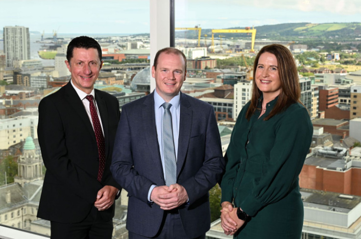 Pictured (Left to Right), Economy Minister Gordon Lyons with David Roberts Tourism NI Director of Strategic Development, and Helen McGorman, Tourism Ireland, Head of Stakeholder Engagement (Northern Ireland).