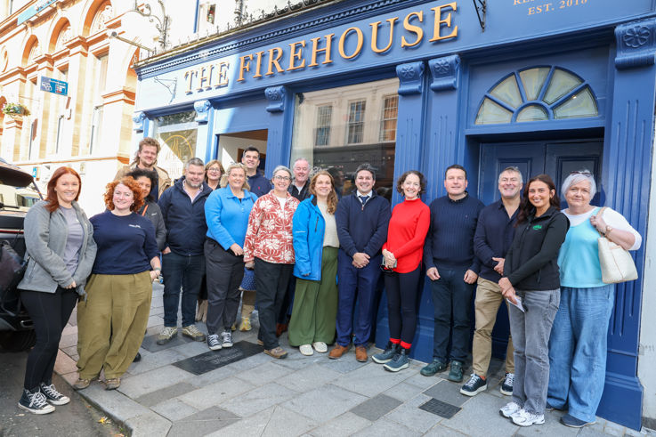 11 businesses stand outside The Firehouse as part of the visit to the Cuilcagh Lakelands UNESCO Global Geopark as part of the fifth cohort of Tourism NI’s Sustainable Tourism Business Programme. 